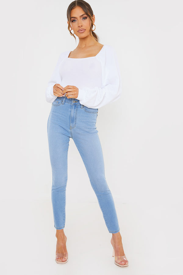 in the style In the Style Light Wash Skinny Jeans Blue
