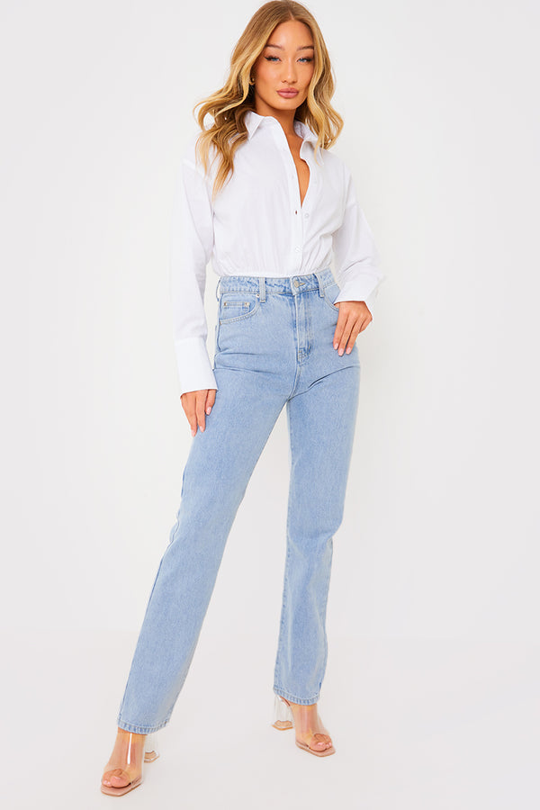 In The Style In The Style Light Wash Straight Leg Jeans Blue