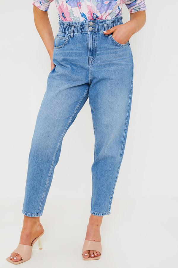 In The Style In The Style Lightwash Denim Paperbag Jeans Denim