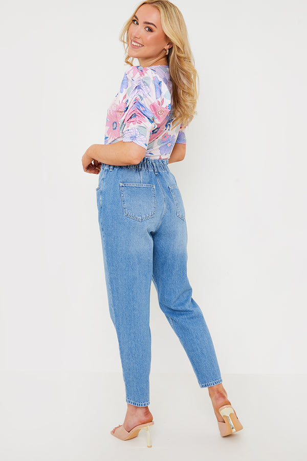 In The Style In The Style Lightwash Denim Paperbag Jeans Denim