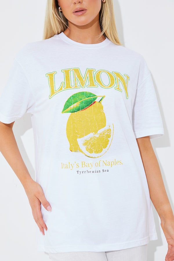 In The Style In The Style Limon' Fruit Graphic T-Shirt White