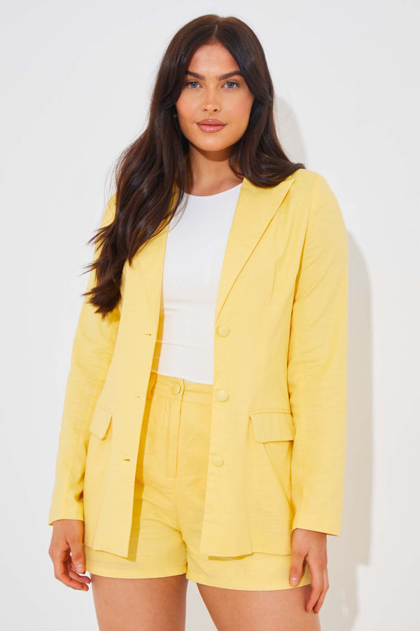 In The Style In The Style Linen Look Co-Ord Blazer Lemon