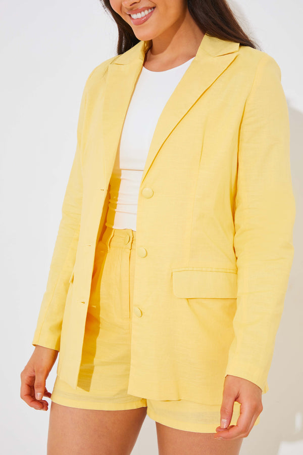 In The Style In The Style Linen Look Co-Ord Blazer Lemon