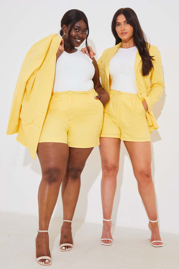 in the style In the Style Linen Look Co-Ord Blazer Lemon