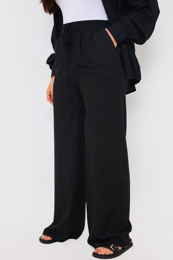 In The Style In The Style Linen Look Elasticated Waist Trouser Black