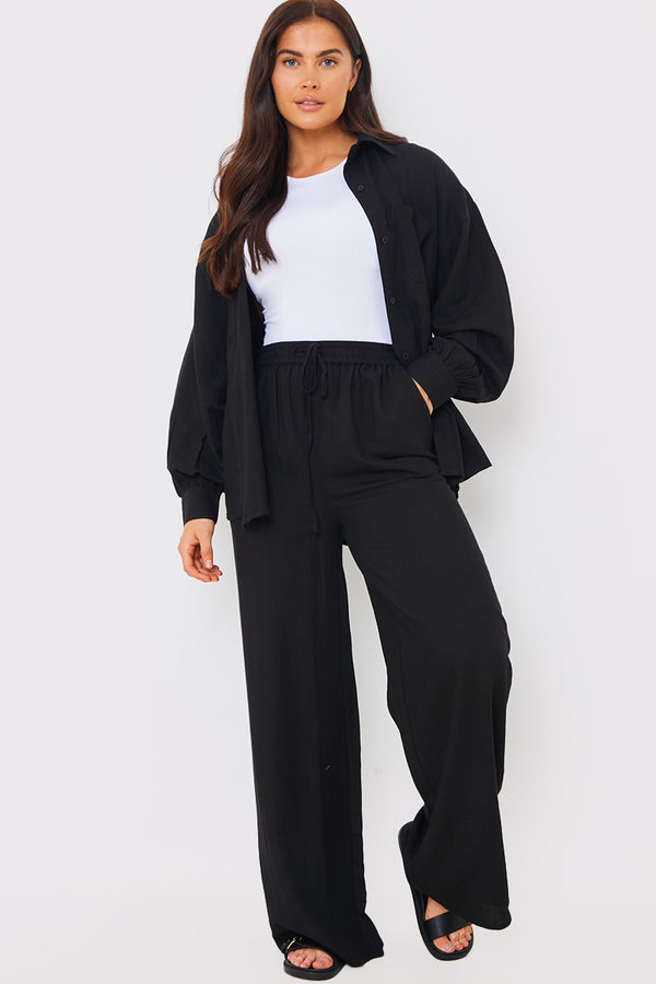 in the style In The Style Linen Look Elasticated Waist Trouser Black