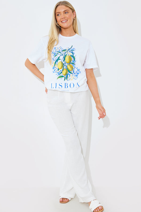 In The Style In The Style Lisboa' Fruit Graphic T-Shirt White