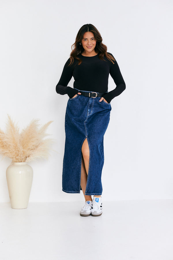 In The Style In The Style Long Sleeve Double Layer Slinky Bodysuit Black