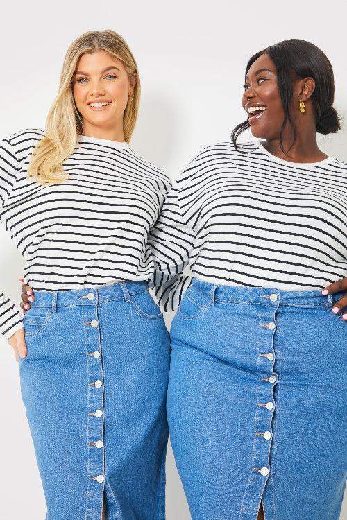 In The Style In The Style Long Sleeved Stripe T-Shirt White