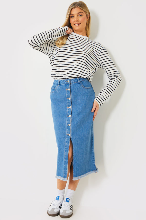 In The Style In The Style Long Sleeved Stripe T-Shirt White