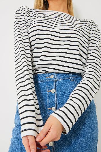 In The Style In The Style Long Sleeved Stripe T-Shirt White