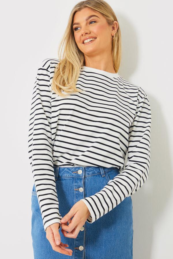 in the style In the Style Long Sleeved Stripe T-Shirt White