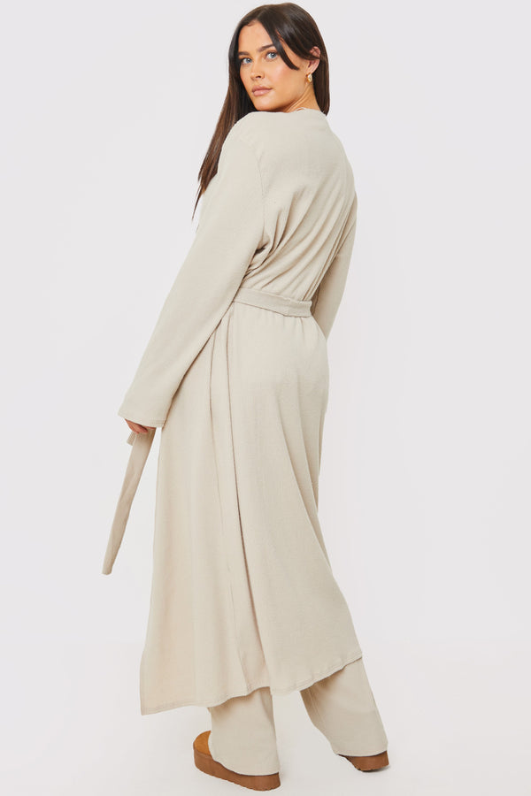 In The Style In The Style Longline Brushed Rib Cardigan Stone