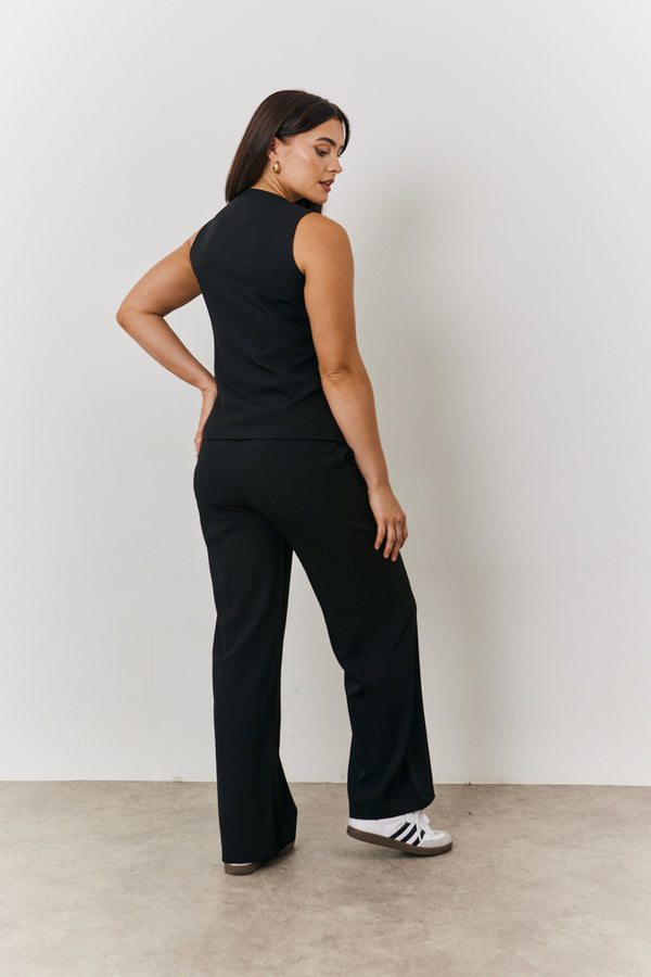 In The Style In The Style Longline Button Through Waistcoat Black