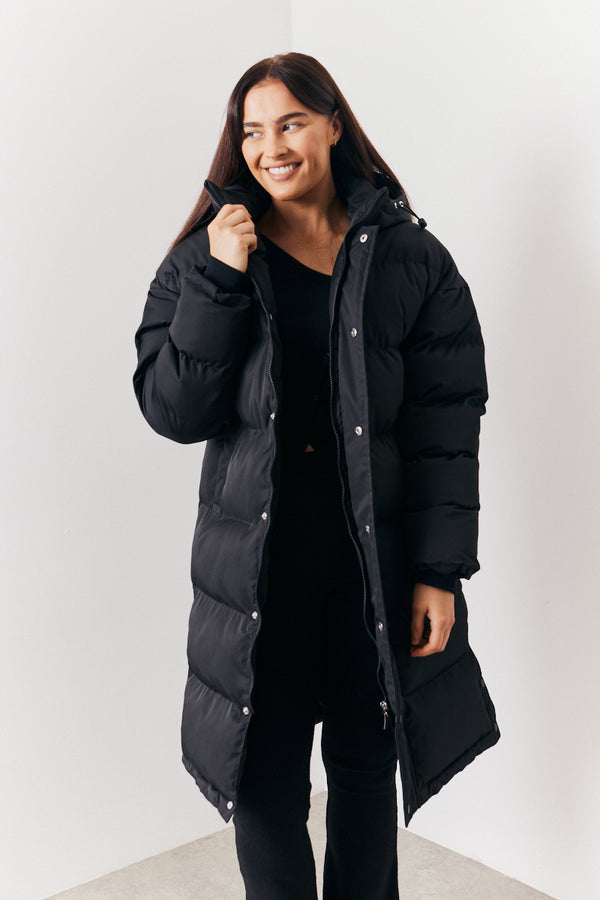 In The Style In The Style Longline Puffer Coat Black