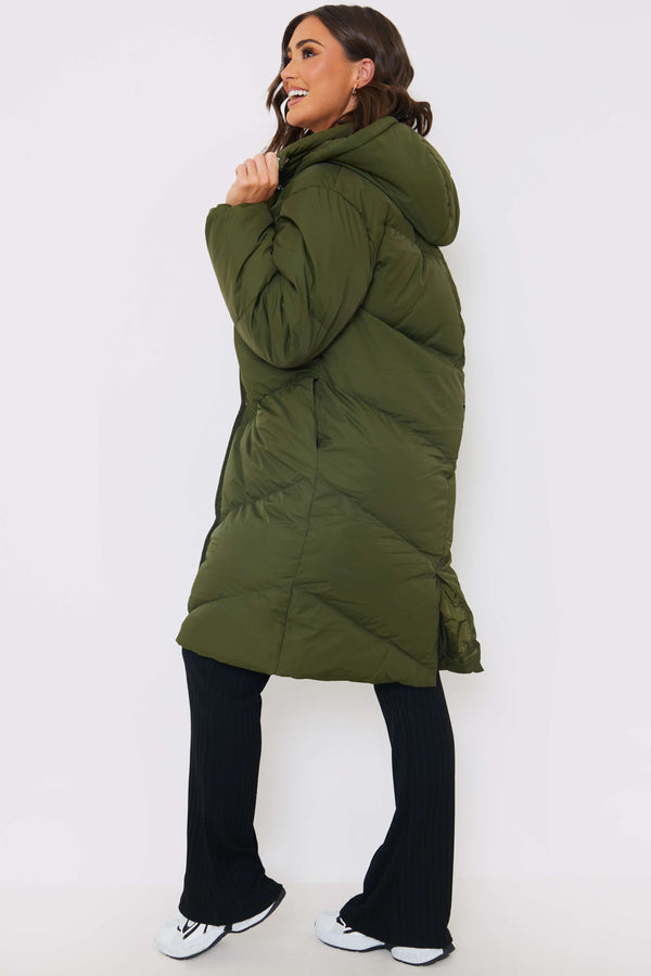 In The Style In The Style Longline Puffer Coat Khaki
