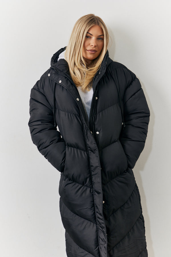 In The Style In The Style Longline Puffer Jacket Black