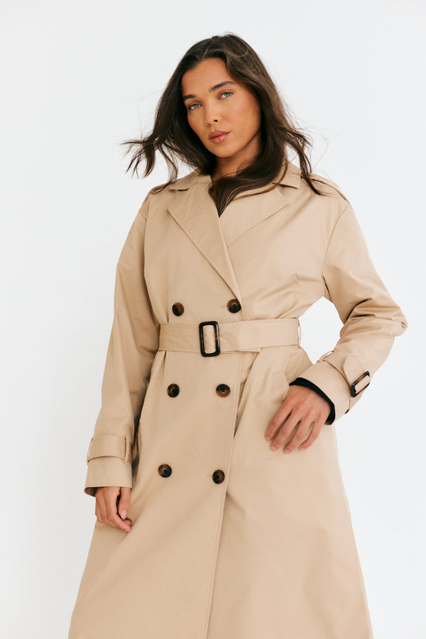 In The Style In The Style Longline Trench Coat Stone