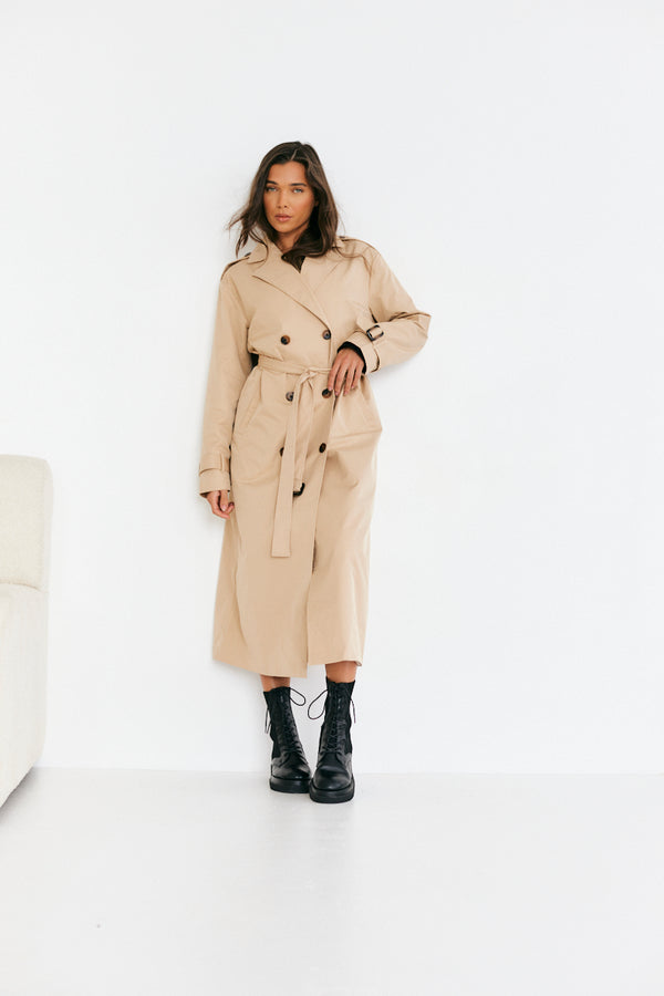 In The Style In The Style Longline Trench Coat Stone