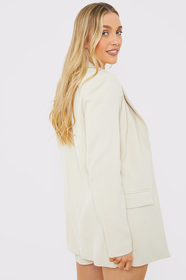 In The Style In The Style Longlined Tailored Blazer Cream