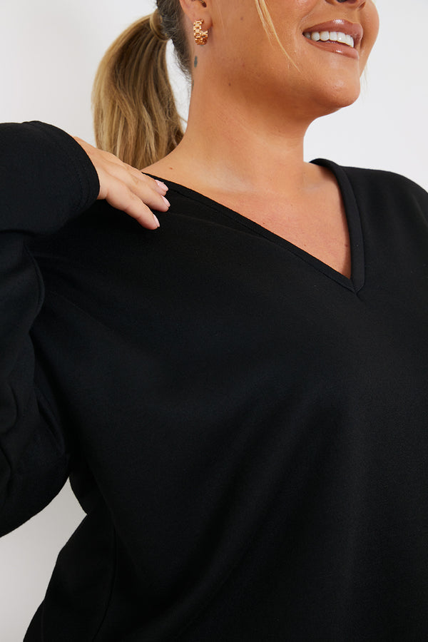 In The Style In The Style Lounge Longsleeve Top Black