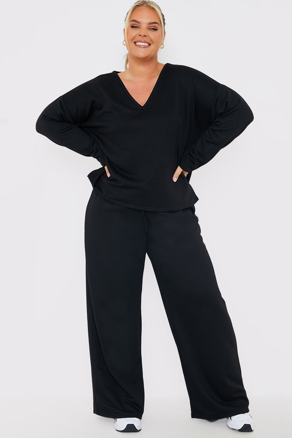 in the style In The Style Lounge Wide Leg Trouser Black