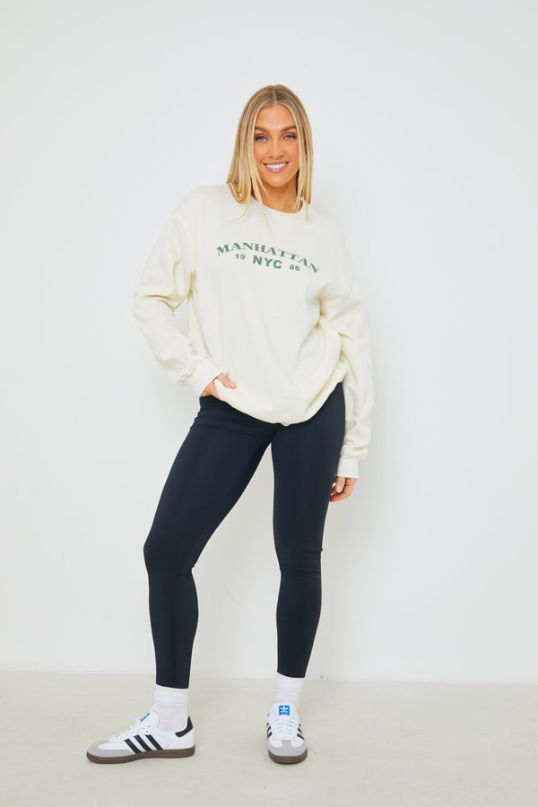 In The Style In The Style Manhattan Slogan Sweater Cream