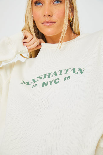 In The Style In The Style Manhattan Slogan Sweater Cream