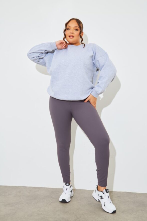 In The Style In The Style Marl Crew Neck Fleeceback Sweater Grey