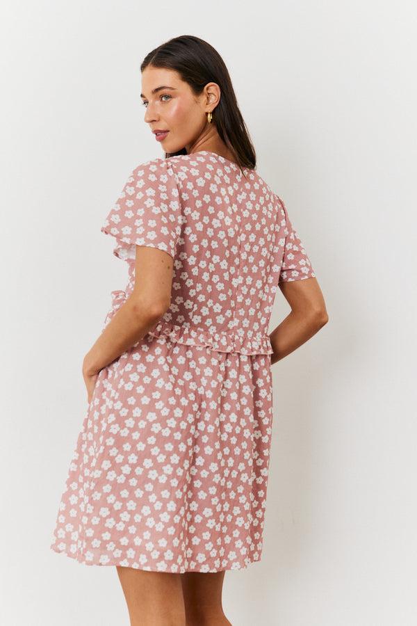 In The Style In The Style Maternity Floral Print Skater Dress Pink