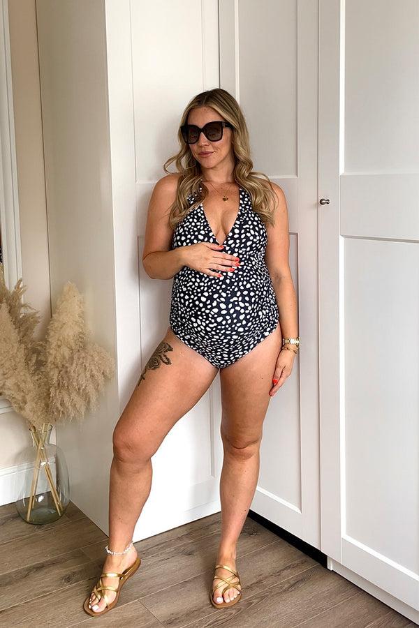 in the style In The Style Maternity Halterneck Swimsuit Black