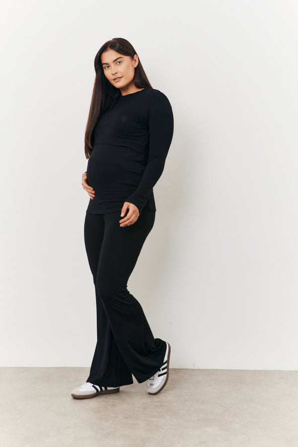 in the style In the Style Maternity Kick Flare Leg Trouser Black
