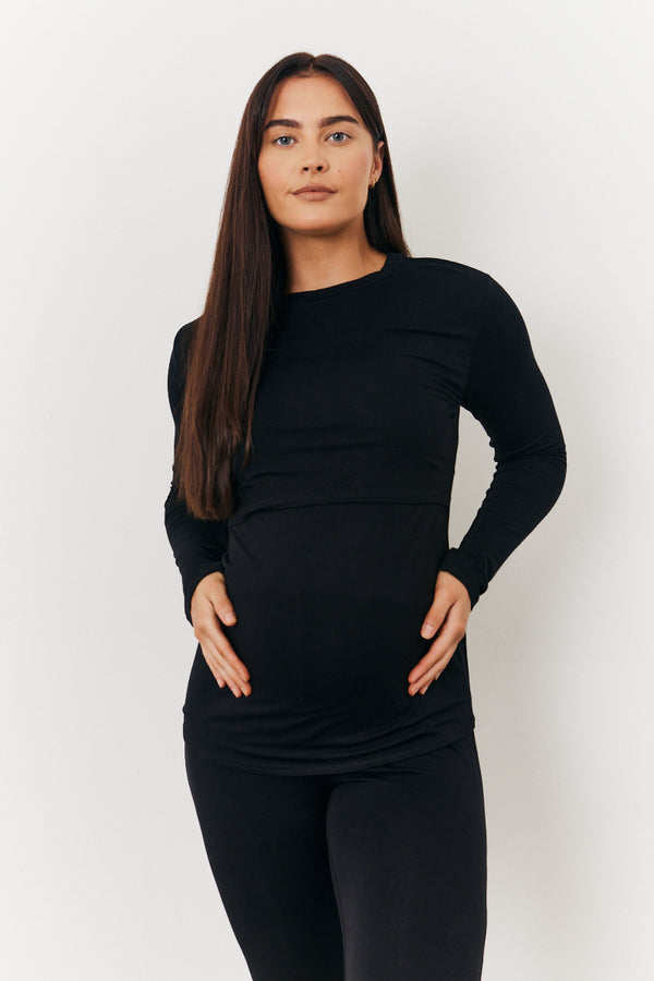 In The Style In The Style Maternity Long Sleeve T Shirt Black