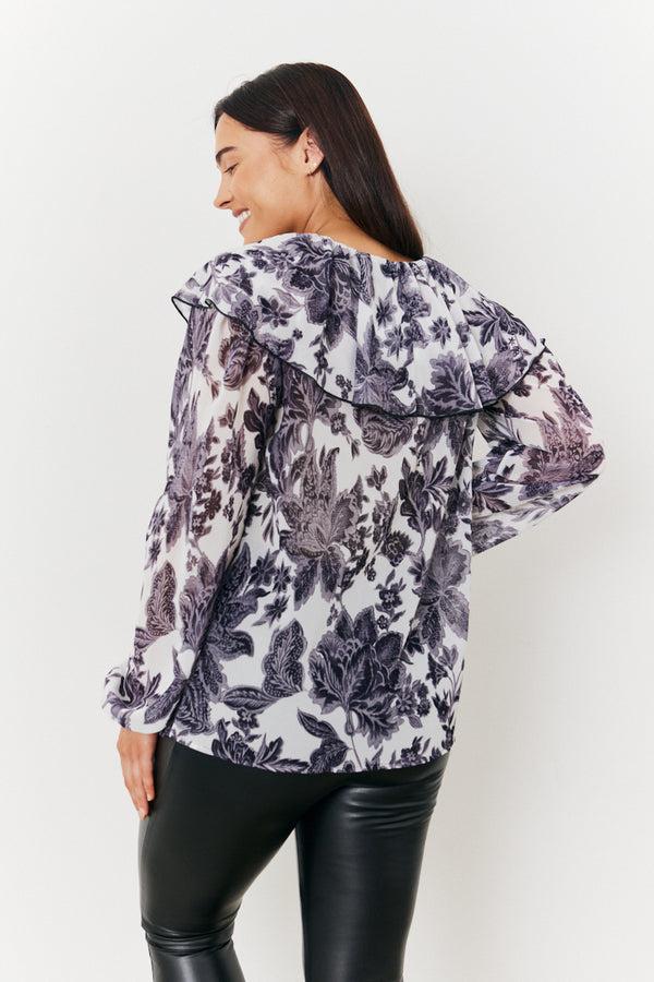 In The Style In The Style Maternity Ruffle Blouse Monochrome