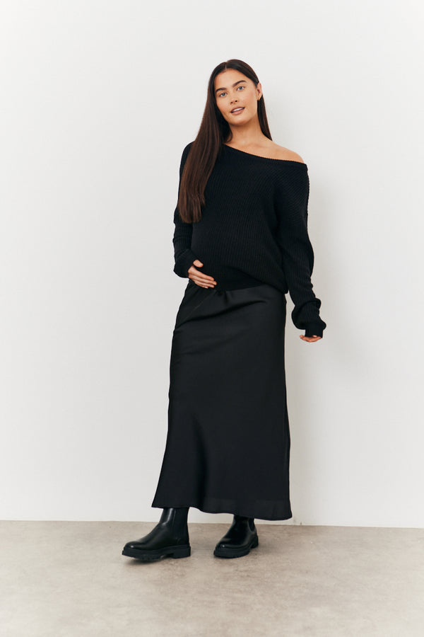 in the style In the Style Maternity Satin Slip Midaxi Skirt Black