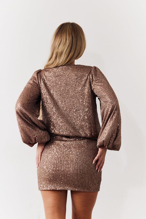 In The Style In The Style Matte Sequin Wrap Top Bronze