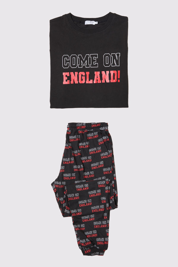 in the style In The Style Mens Come On England Short Sleeve Matching Family Pj Set Black