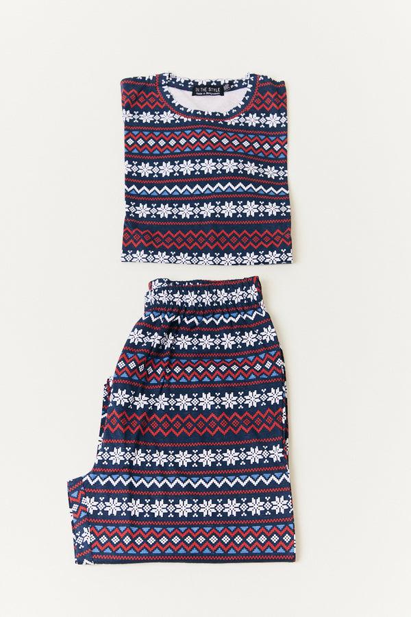 in the style In the Style Mens Snowflake Print Matching Family Pyjama Set Multi