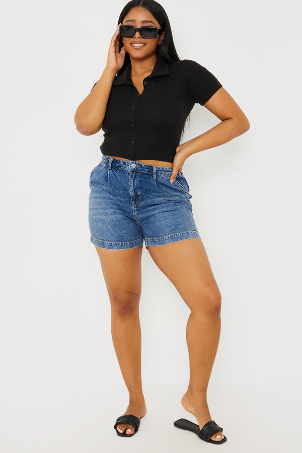 In The Style In The Style Mid Wash Denim Shorts Blue