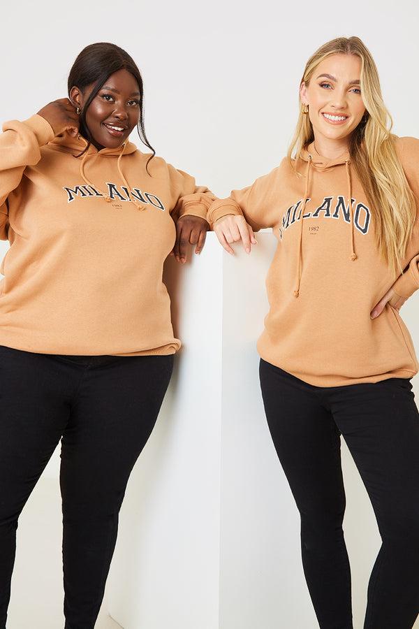 In The Style In The Style Milano Printed Hoodie Camel