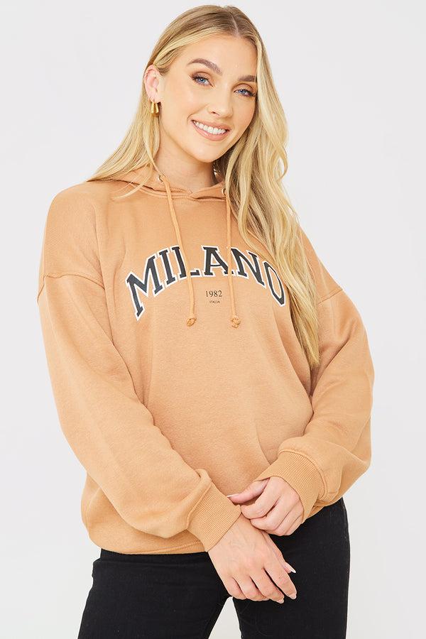In The Style In The Style Milano Printed Hoodie Camel