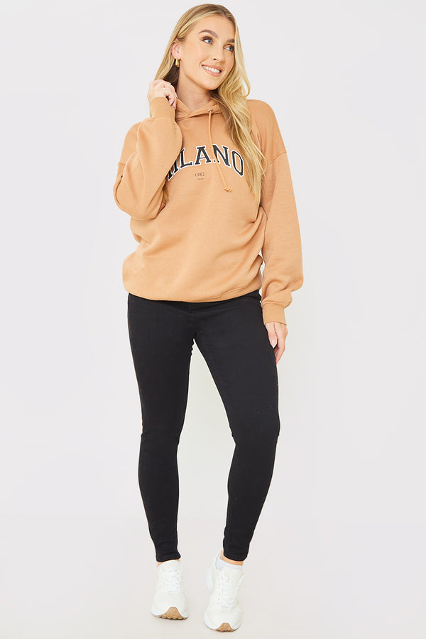 In The Style In The Style Milano Printed Hoodie Camel
