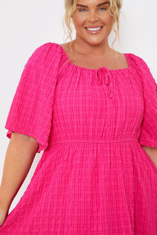 In The Style In The Style Milkmaid Style Floaty Sleeve Mini Dress Pink
