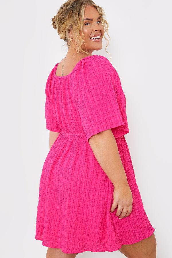 In The Style In The Style Milkmaid Style Floaty Sleeve Mini Dress Pink