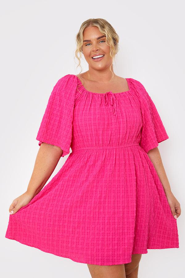 in the style In the Style Milkmaid Style Floaty Sleeve Mini Dress Pink