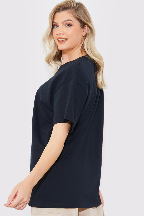 In The Style In The Style Minimalist Paris Slogan T Shirt Black