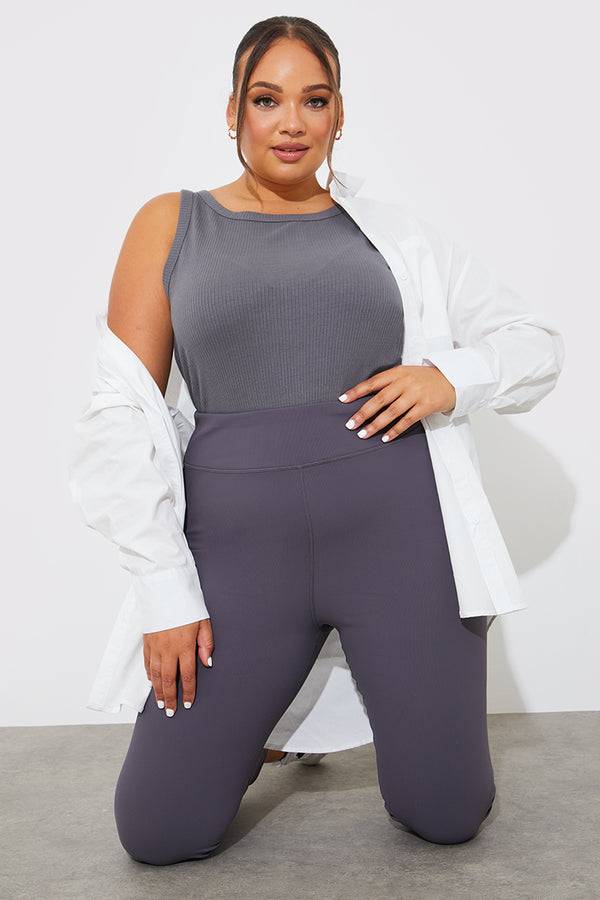 In The Style In The Style More Sustainable Ribbed Racer Vest Charcoal