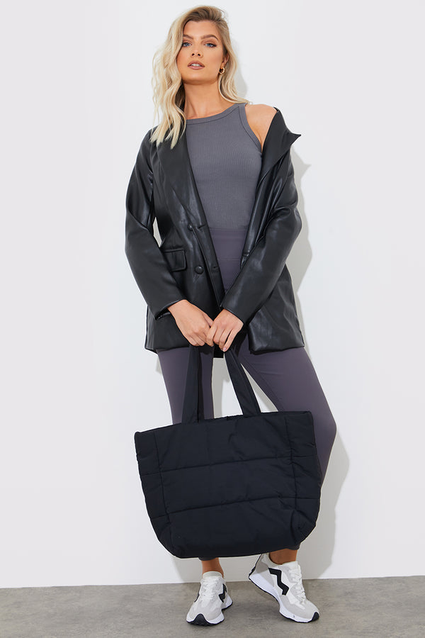 in the style In The Style More Sustainable Ribbed Racer Vest Charcoal