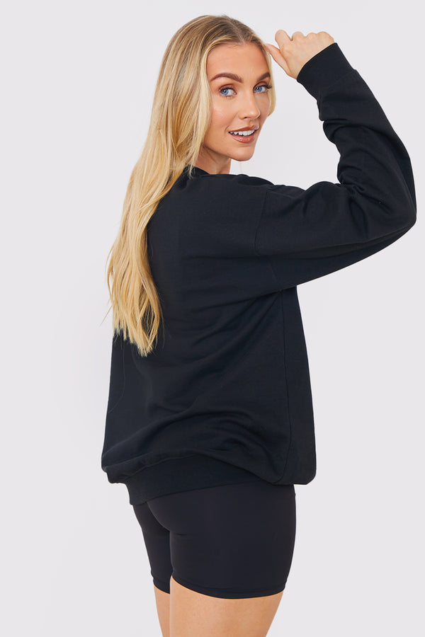 In The Style In The Style Mother Of The Bride Crew Neck Sweatshirt Black