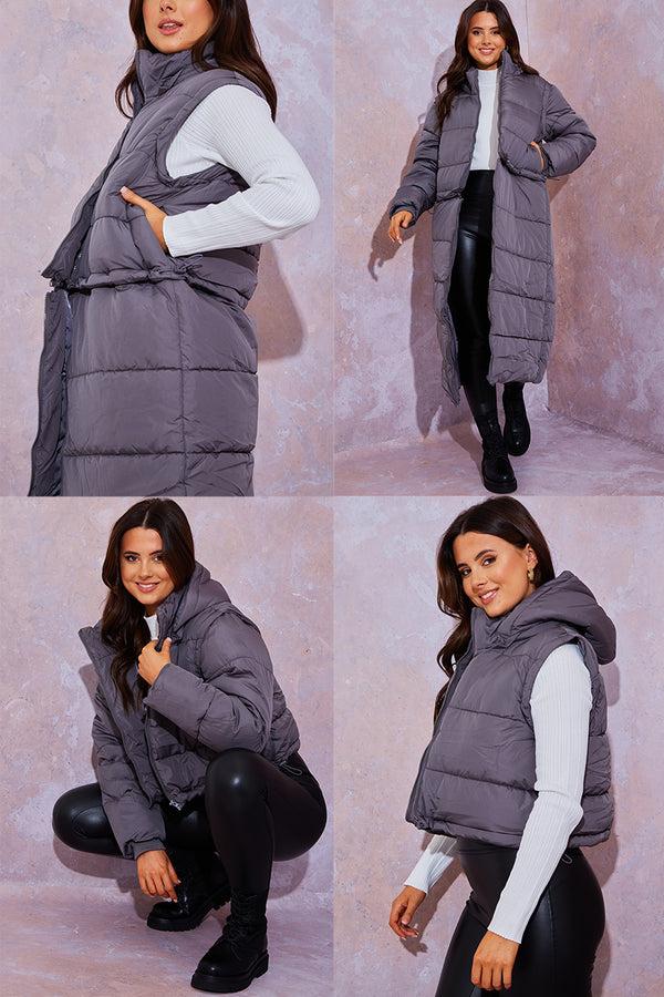 in the style In the Style Multiway 5 In 1 Puffer Coat Charcoal